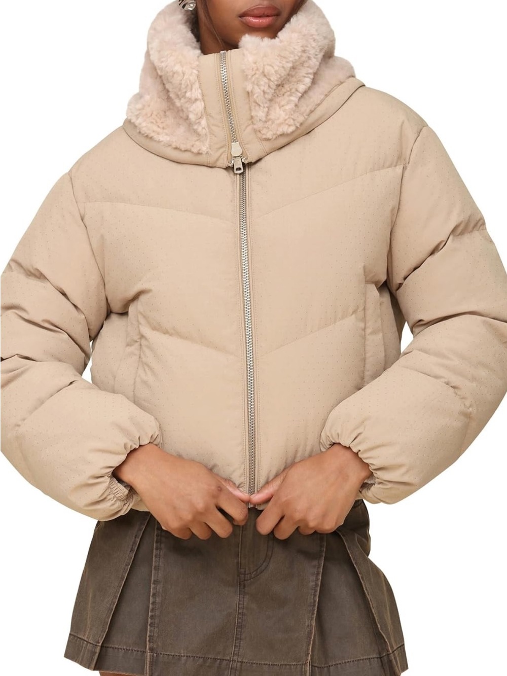 Avec Les Filles Sherpa Collar Puffer Coat